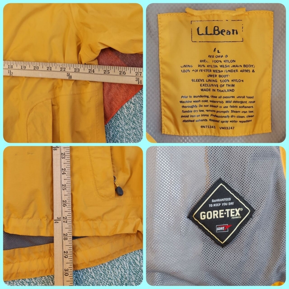 L.L. Bean Men's Yellow 'StowAway' Hooded Raincoat - Picture 7 of 16